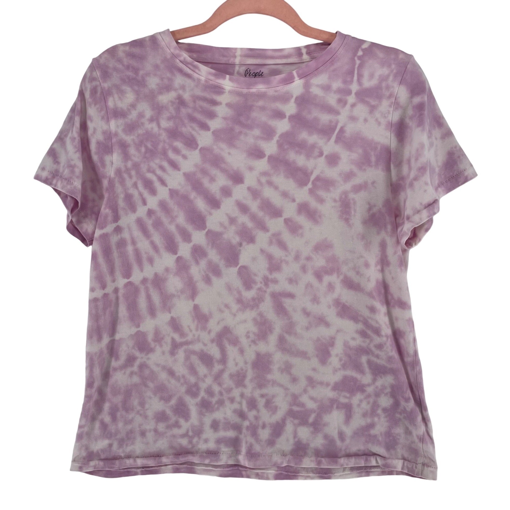 People Women's Size Medium Light Purple & White Tie Dye Crew Neck T-Shirt