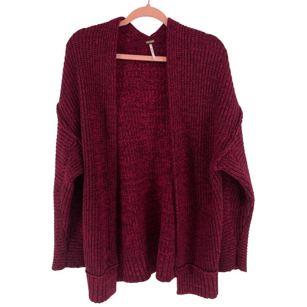Free People Women's XS Oversized Maroon/Burgundy/Wine Cardigan Sweater