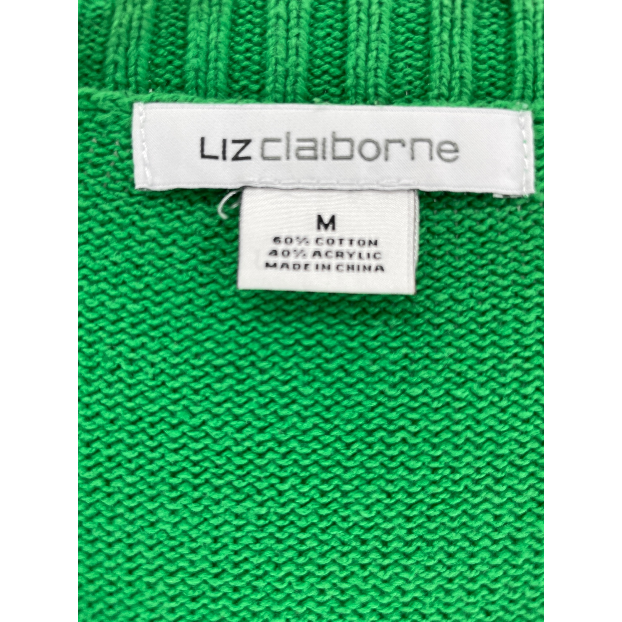 Liz Claiborne Green V-Neck Knit Sweater